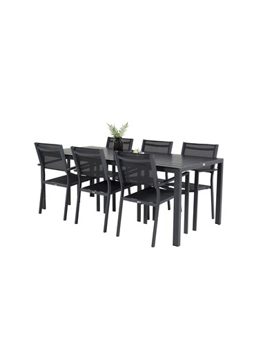 Matgrupp Break med Copacabana matstolar, 205 × 90 cm