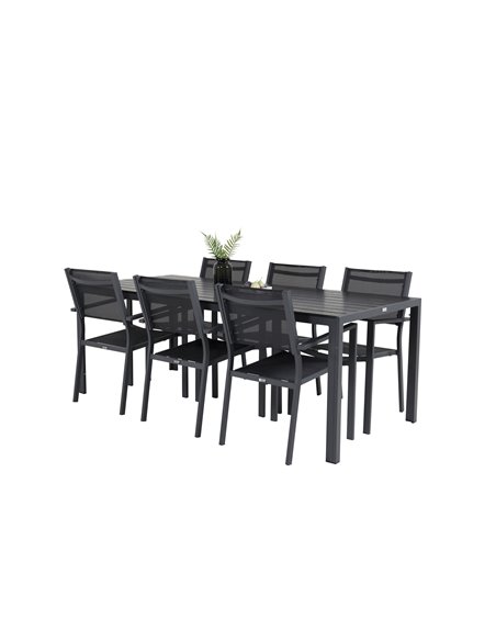 Matgrupp Break med Copacabana matstolar, 205 × 90 cm