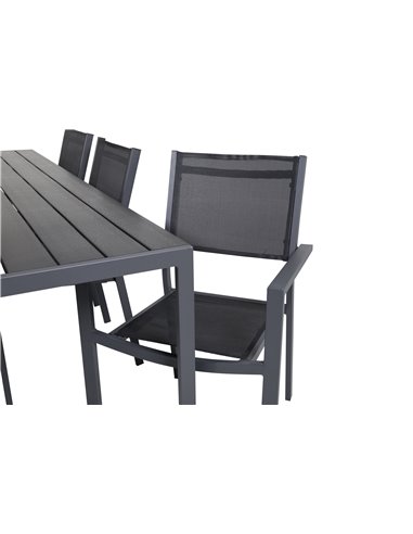 Matgrupp Break med Copacabana matstolar, 205 × 90 cm