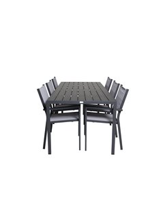 Matgrupp Break med Copacabana matstolar, 205 × 90 cm