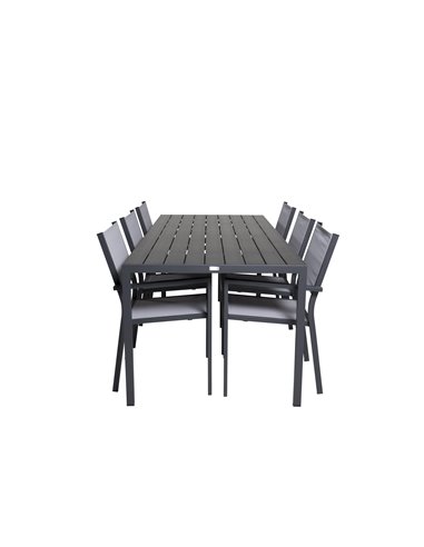 Matgrupp Break med Copacabana matstolar, 205 × 90 cm