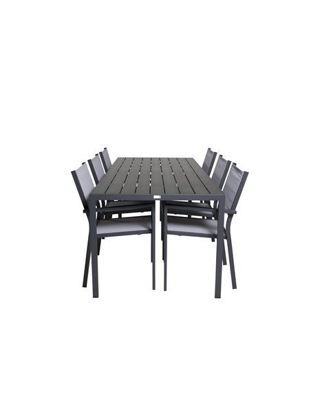 Matgrupp Break med Copacabana matstolar, 205 × 90 cm