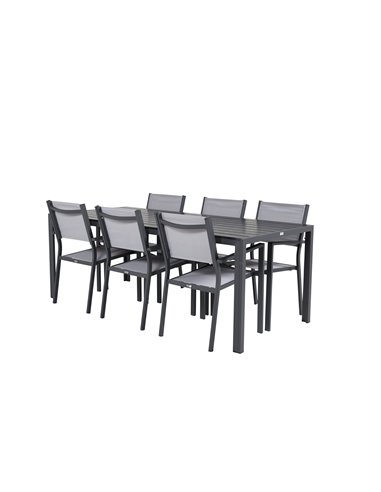 Matgrupp Break med Copacabana matstolar, 205 × 90 cm