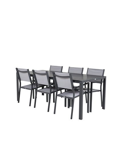 Matgrupp Break med Copacabana matstolar, 205 × 90 cm