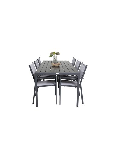 Matgrupp Break med Copacabana matstolar, 205 × 90 cm