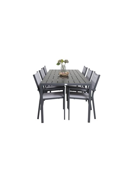 Matgrupp Break med Copacabana matstolar, 205 × 90 cm
