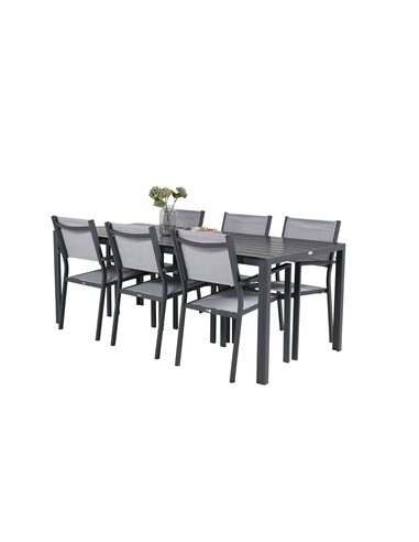 Matgrupp Break med Copacabana matstolar, 205 × 90 cm