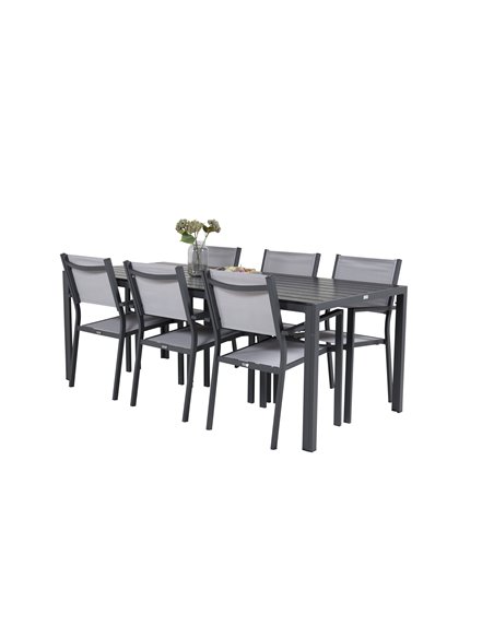 Matgrupp Break med Copacabana matstolar, 205 × 90 cm