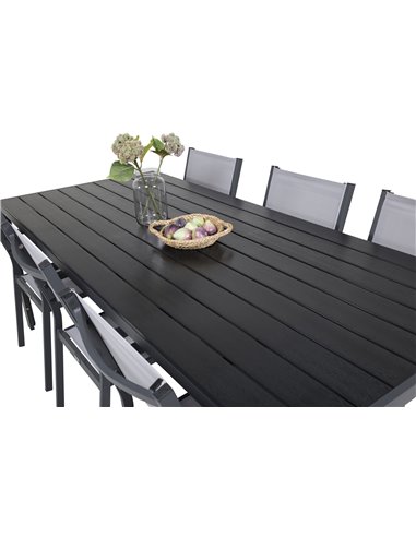Matgrupp Break med Copacabana matstolar, 205 × 90 cm