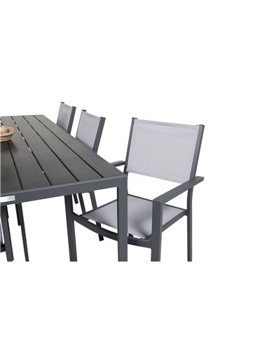 Matgrupp Break med Copacabana matstolar, 205 × 90 cm