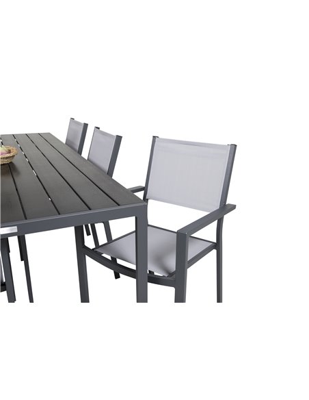 Matgrupp Break med Copacabana matstolar, 205 × 90 cm