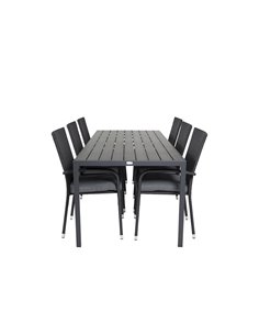 Matgrupp Break med Anna matstolar, 205 × 90 cm