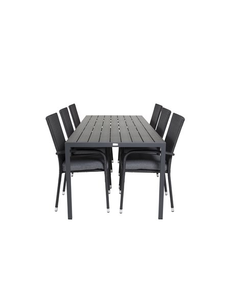 Matgrupp Break med Anna matstolar, 205 × 90 cm