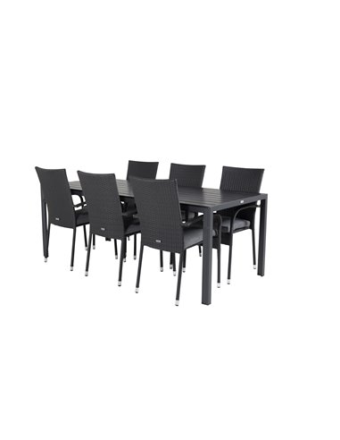 Matgrupp Break med Anna matstolar, 205 × 90 cm