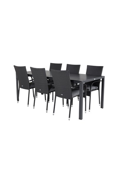 Matgrupp Break med Anna matstolar, 205 × 90 cm
