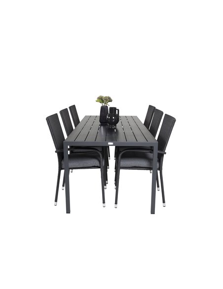 Matgrupp Break med Anna matstolar, 205 × 90 cm