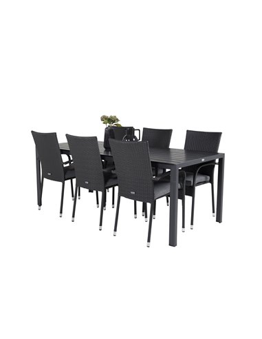 Matgrupp Break med Anna matstolar, 205 × 90 cm