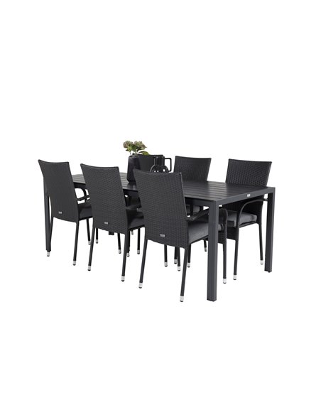 Matgrupp Break med Anna matstolar, 205 × 90 cm