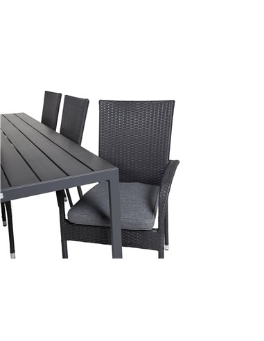 Matgrupp Break med Anna matstolar, 205 × 90 cm