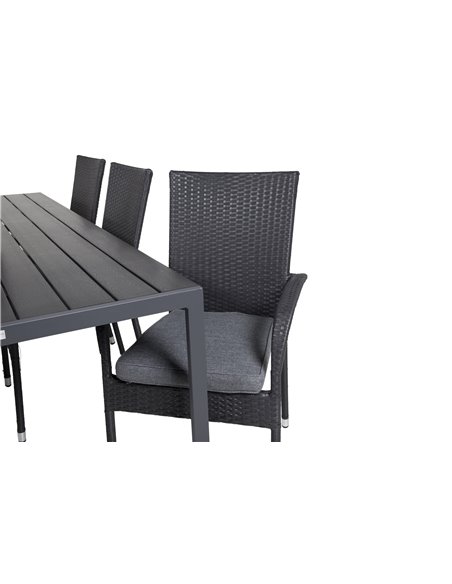Matgrupp Break med Anna matstolar, 205 × 90 cm