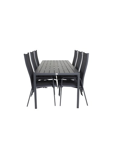Matgrupp Break med Copacabana matstolar, 205 × 90 cm