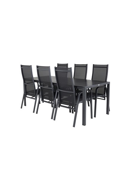 Matgrupp Break med Copacabana matstolar, 205 × 90 cm