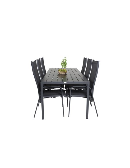 Matgrupp Break med Copacabana matstolar, 205 × 90 cm