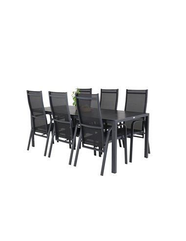 Matgrupp Break med Copacabana matstolar, 205 × 90 cm