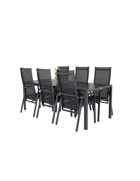 Matgrupp Break med Copacabana matstolar, 205 × 90 cm