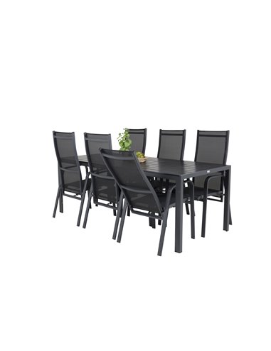 Matgrupp Break med Copacabana matstolar, 205 × 90 cm