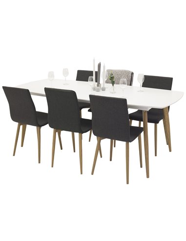 Matgrupp Polar med Windu matstolar, 240 × 100 cm