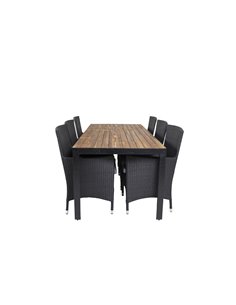 Matgrupp Bois med Malin matstolar, 205 × 90 cm