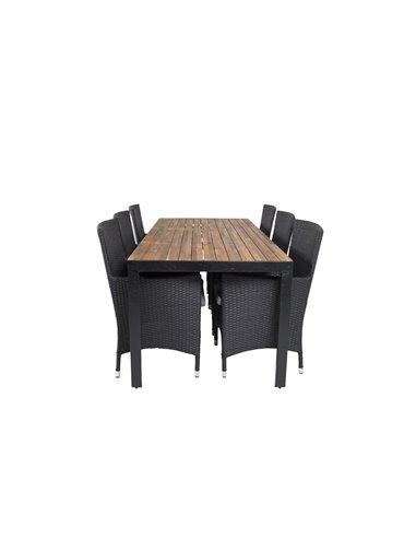 Matgrupp Bois med Malin matstolar, 205 × 90 cm
