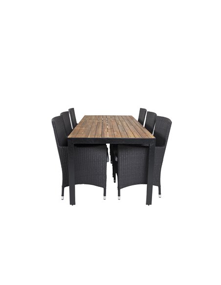 Matgrupp Bois med Malin matstolar, 205 × 90 cm