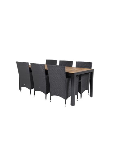 Matgrupp Bois med Malin matstolar, 205 × 90 cm
