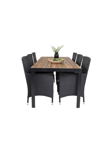 Matgrupp Bois med Malin matstolar, 205 × 90 cm