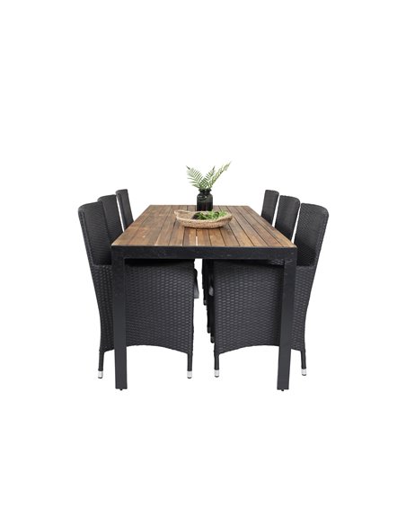 Matgrupp Bois med Malin matstolar, 205 × 90 cm