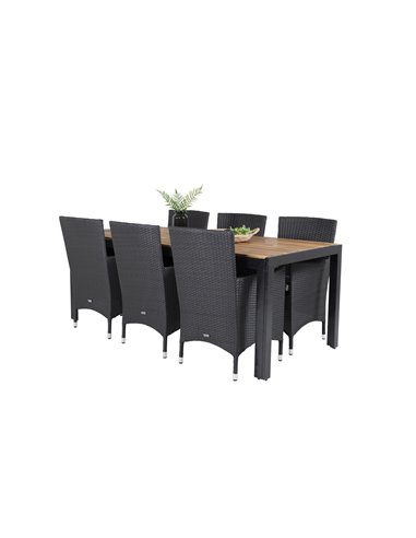 Matgrupp Bois med Malin matstolar, 205 × 90 cm