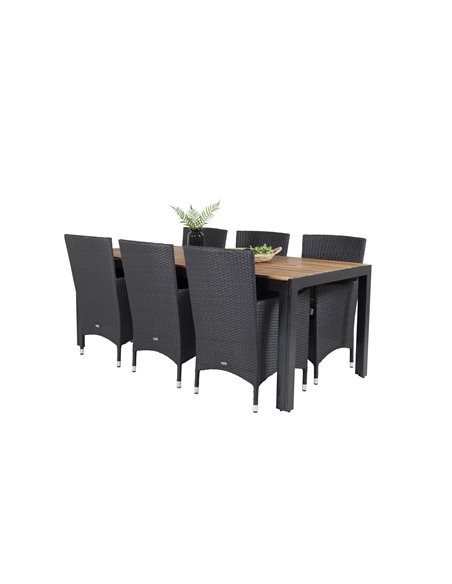 Matgrupp Bois med Malin matstolar, 205 × 90 cm