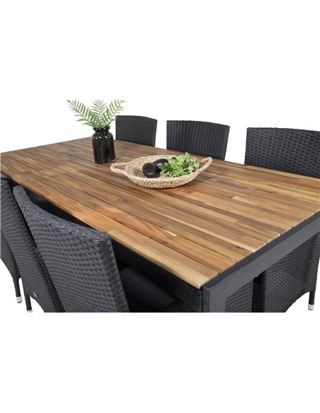 Matgrupp Bois med Malin matstolar, 205 × 90 cm