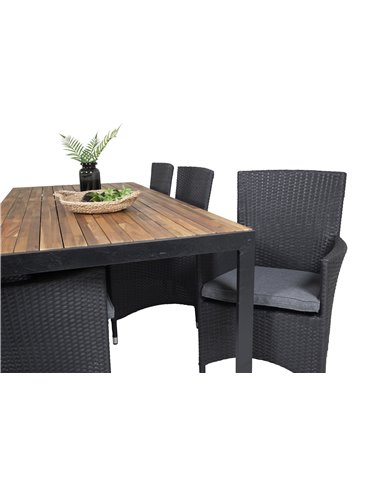 Matgrupp Bois med Malin matstolar, 205 × 90 cm