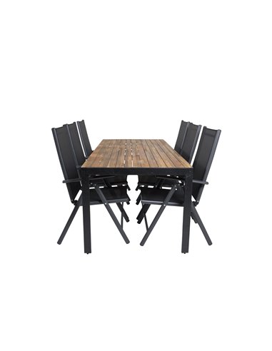 Matgrupp Bois med Break matstolar, 205 × 90 cm
