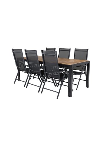 Matgrupp Bois med Break matstolar, 205 × 90 cm