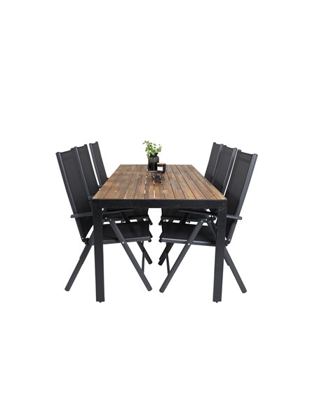 Matgrupp Bois med Break matstolar, 205 × 90 cm