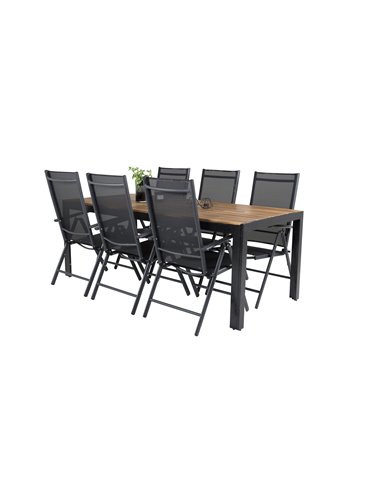Matgrupp Bois med Break matstolar, 205 × 90 cm