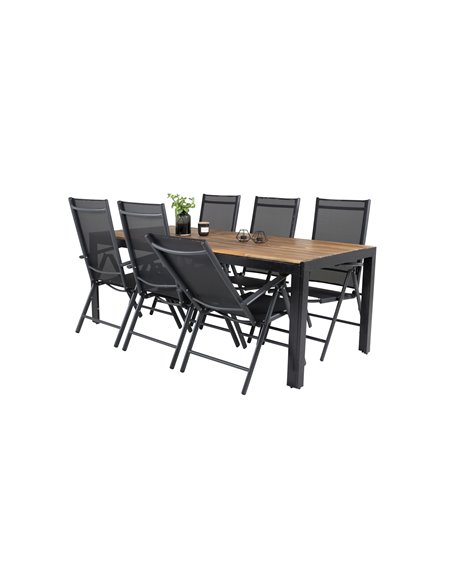 Matgrupp Bois med Break matstolar, 205 × 90 cm