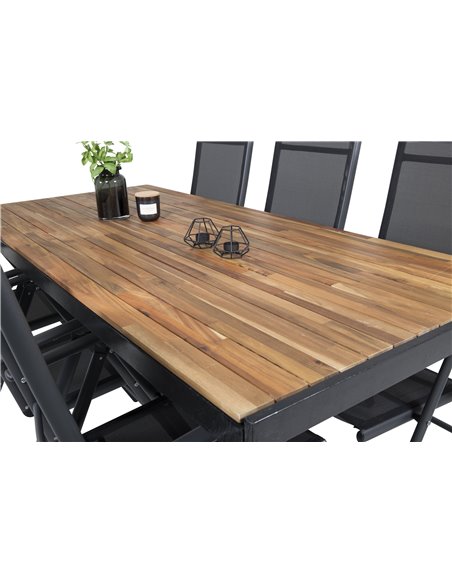 Matgrupp Bois med Break matstolar, 205 × 90 cm