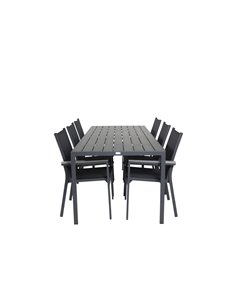 Matgrupp Break med Parma matstolar, 205 × 90 cm