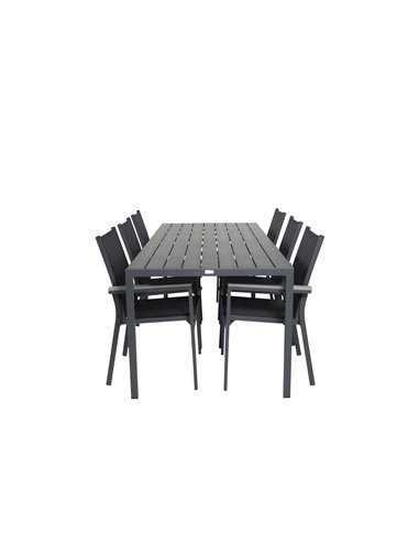 Matgrupp Break med Parma matstolar, 205 × 90 cm