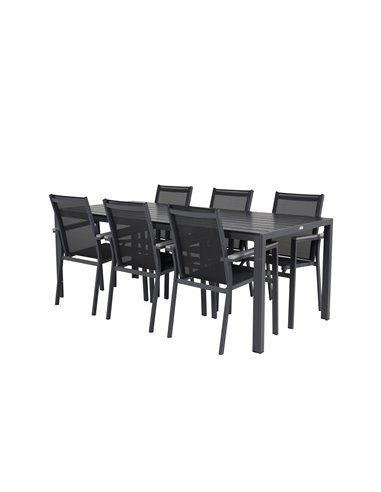 Matgrupp Break med Parma matstolar, 205 × 90 cm